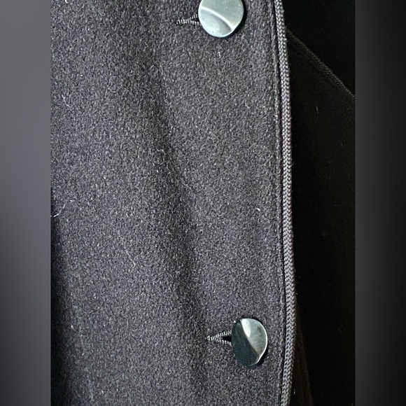 Vintage black wool blend coat with velvet panels - Picture 8 of 15